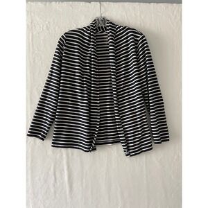 L.L. Bean Striped Cardigan‎ Sweater Women's Petite Small Supima Cotton Nautical
